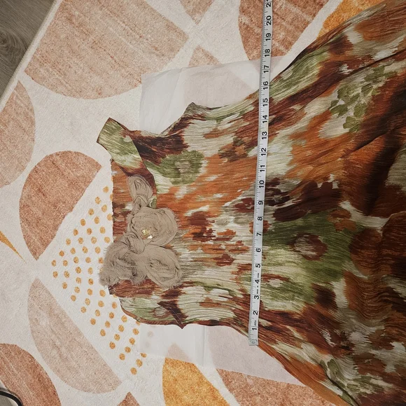 Sunny Leigh Floral Multicolor Sleeveless Dress Sheer Sz Large - Picture 10 of 10